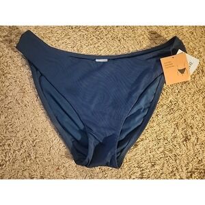 Shade & Shore Low Rise, Extra High Leg, Cheeky Blue Textured Bikini Bottoms XL